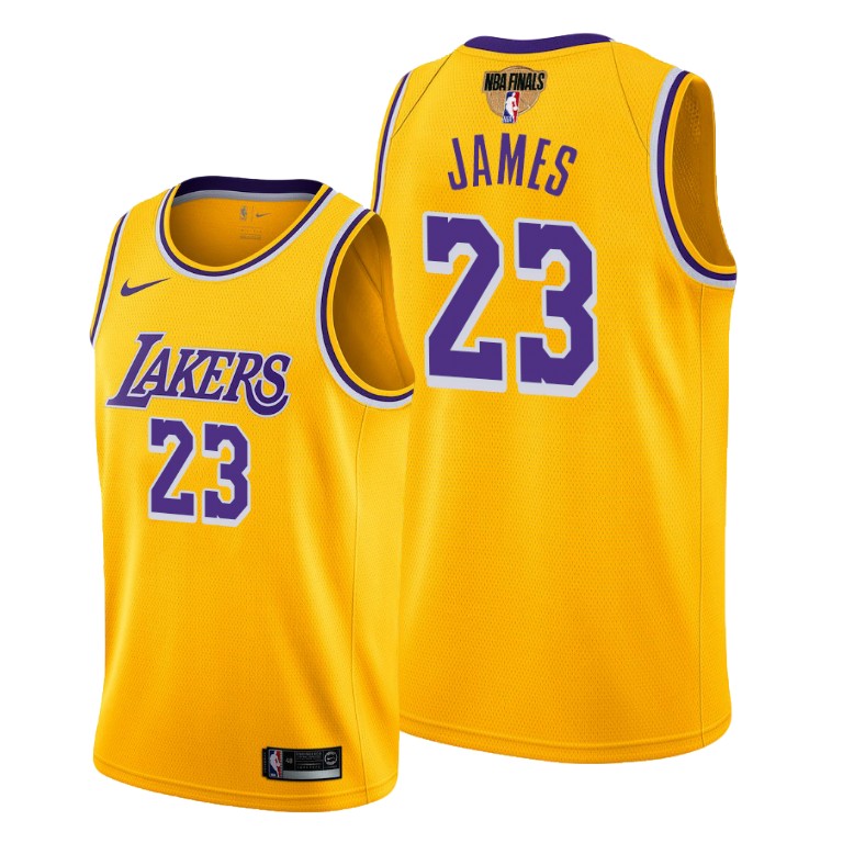 Men's Los Angeles Lakers LeBron James #23 NBA Icon Edition 2020 Bound Finals Gold Basketball Jersey LUF3183LI